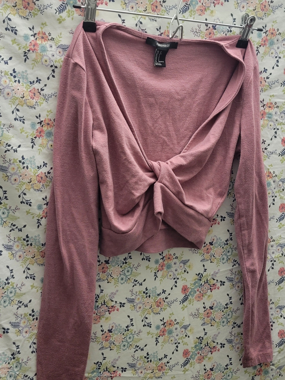 Forever 21 Mauve Pink Twist-Front Long Sleeve Top